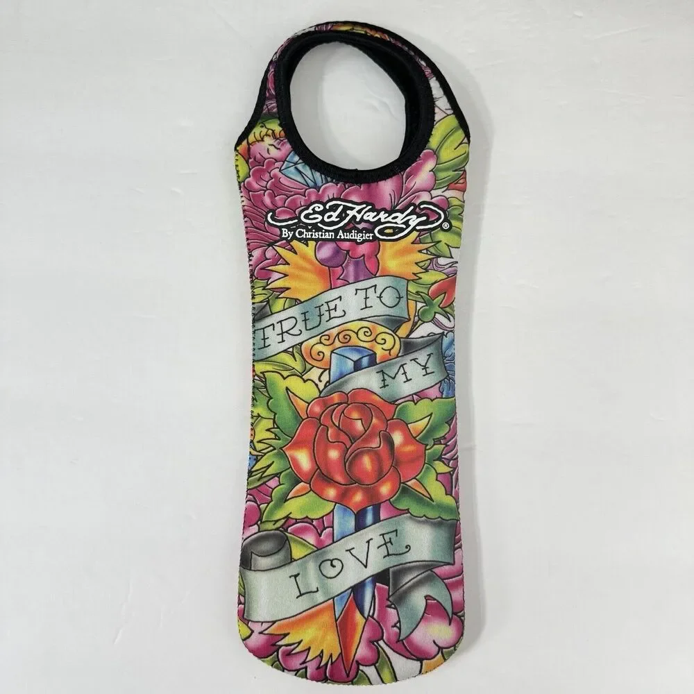 Ed Hardy Bag Wine Bottle Tote Cooler Reusable Gift Y2K Christian Audigier